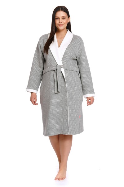 Amalina Womens Poly/Cotton Jersey Wrapover Spot Design Dressing Gown 
