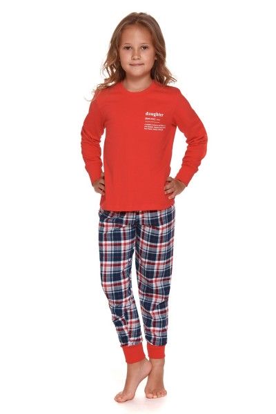 Daughter - Czerwona dziecięca piżama ze spodniami w kratę
