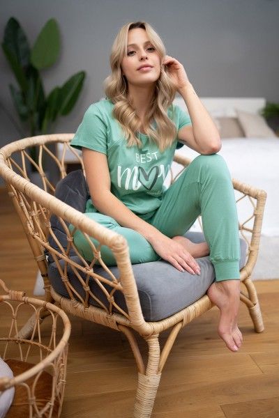 Best Mom - zielona piżama idealna w ciąży i do karmienia