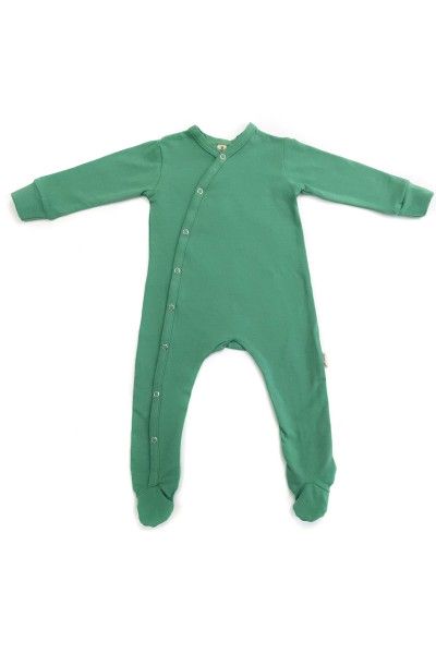 Zielony pajacyk niemowlęcy z delikatnej bawełny