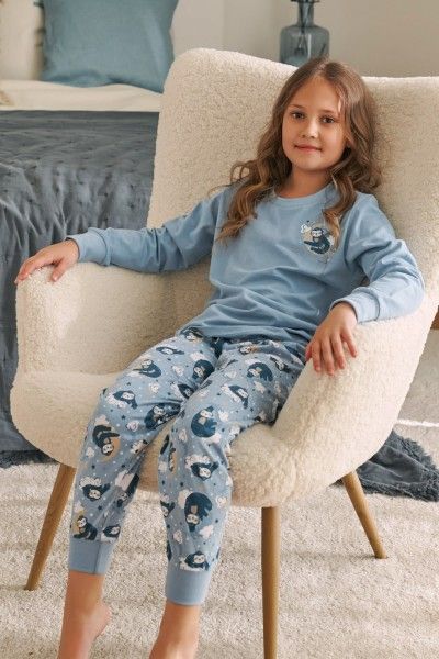 Błękitna piżama dziecięca w leniwce