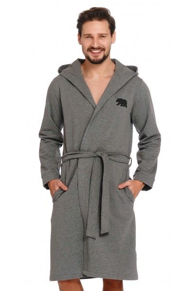 Men's cotton hooded robe