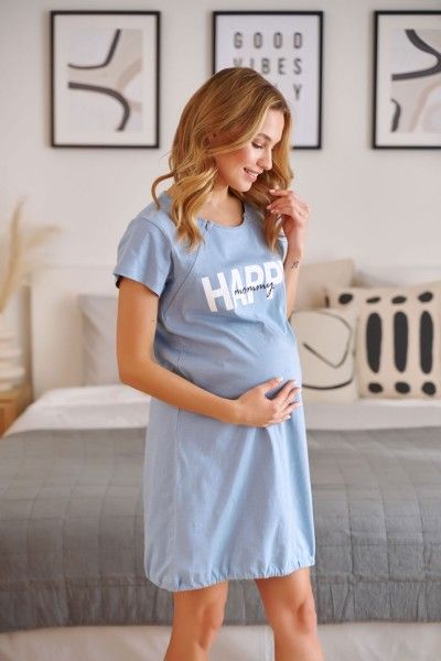 Happy Mommy błękitna koszula ciążowa i do karmienia z...