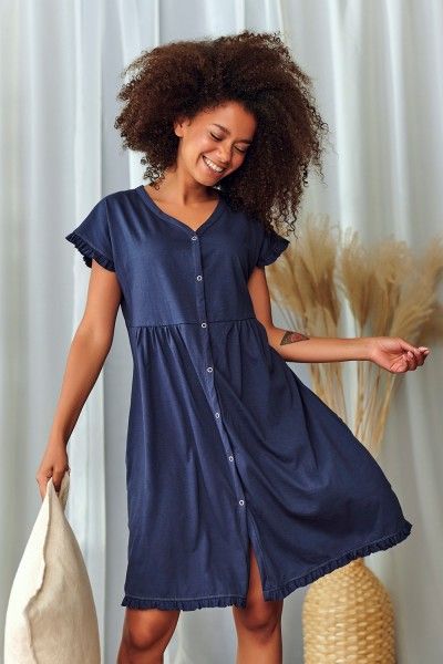 SECOND GRADE WITH DEFECT Woman's navy nightshirt organic...