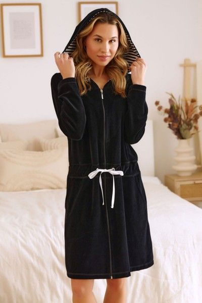 Black velvet warm robe