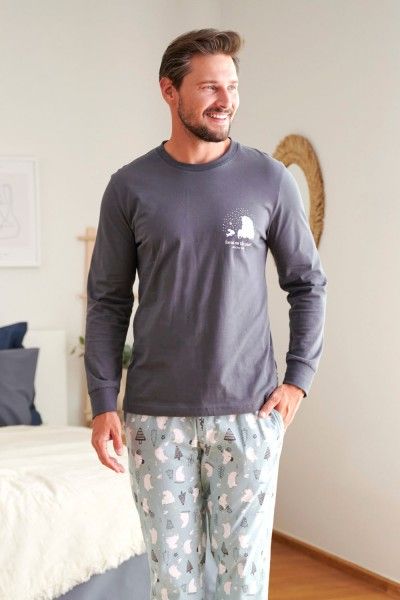Graphite men's pajamas with a polar bears print