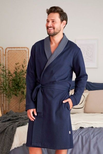 Navy mens robe