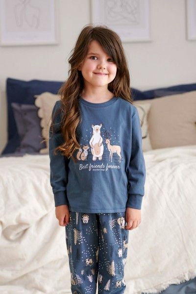 Granatowa dziecięca piżama w zwierzątka - unisex