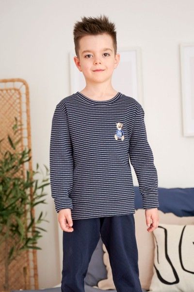 Granatowa dziecięca piżama z misiem