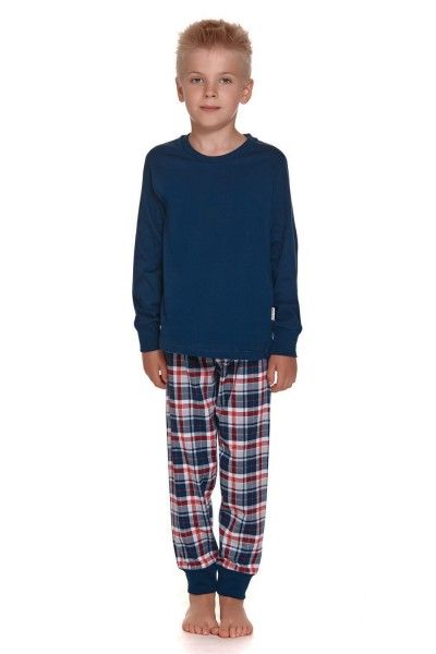 Granatowa dziecięca piżama ze spodniami w kratę II GATUNEK