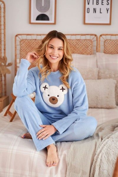 Blue pajamas with a SOFT teddy bear