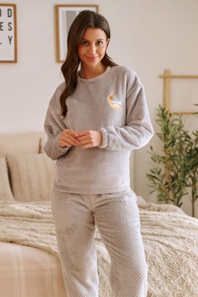 Grey pajamas with a moon embroidery
