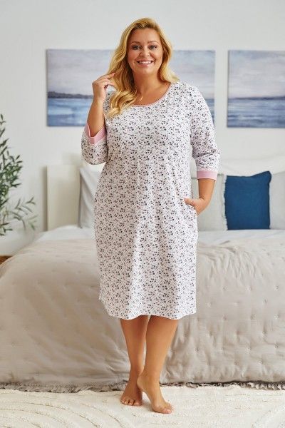 Nightshirt with delicate flower pattern plus size