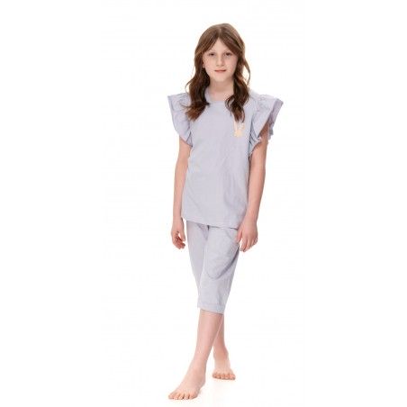 Szara piżama dla dziewczynki z bawełny organicznej