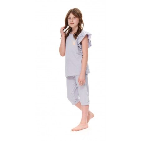Szara piżama dla dziewczynki z bawełny organicznej