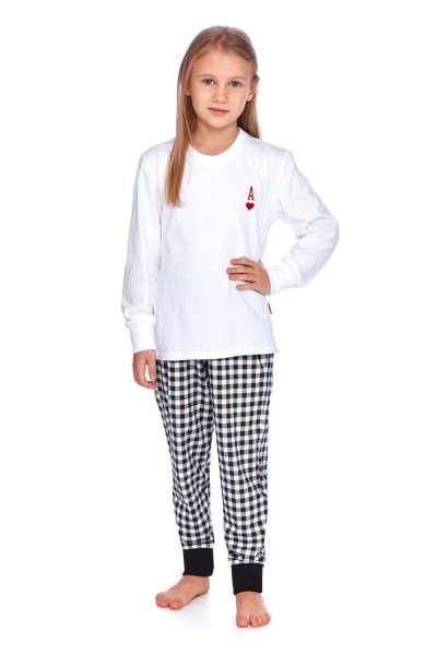 Kids long sleeve white pyjama sets 100% cotton